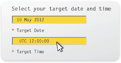 Selected Target Date and Time
